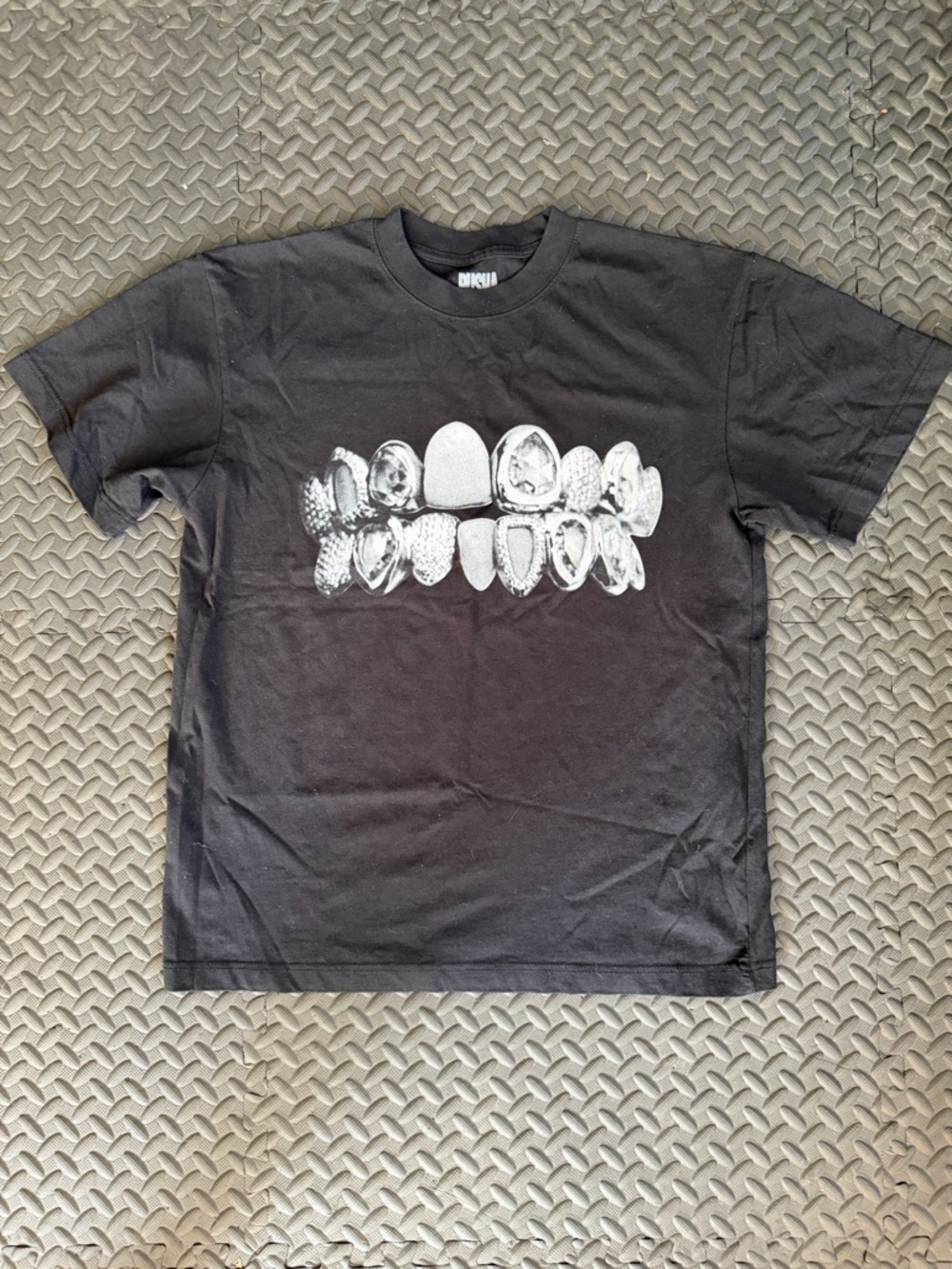 PUSHAT Black Graphic Tee with Silver